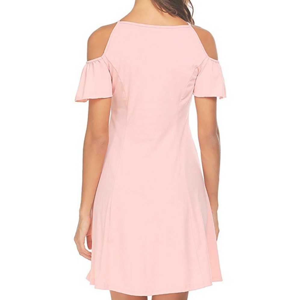 NWT Cold Shoulder Blush Pink A-line Sundress - Picture 2 of 6